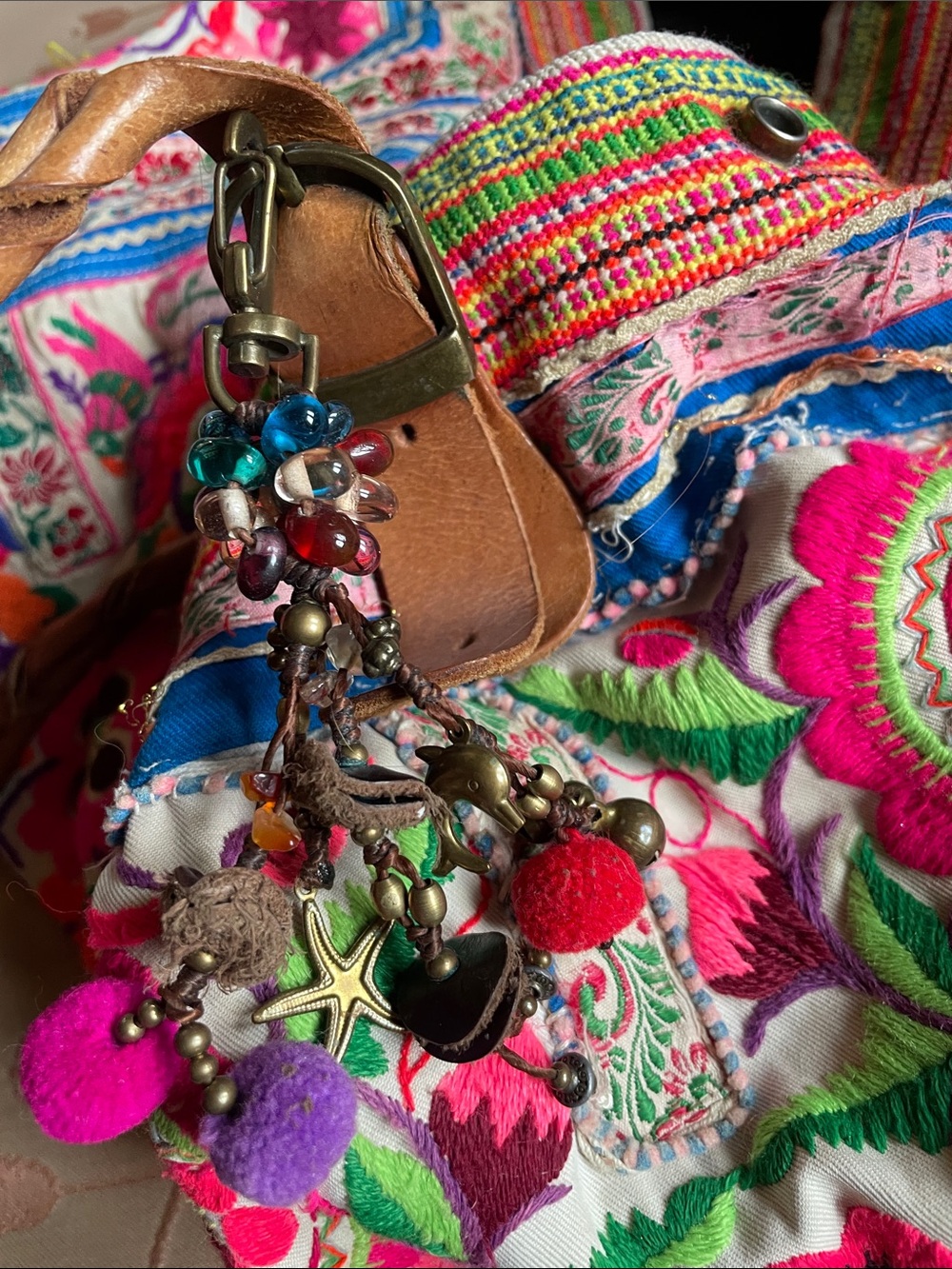 Bohemian Artisan Colorful Embroidered Tote Bag - Picture 6 of 7